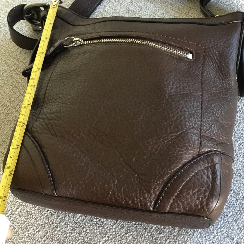 Coach Dark Brown Pebbled Leather Messenger Bag